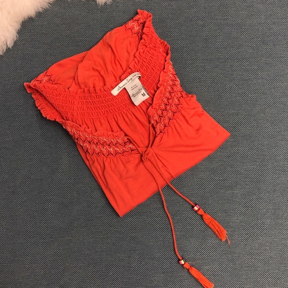 NWT American Rag Embroidered Orange Peasant Top M - Picture 3 of 9